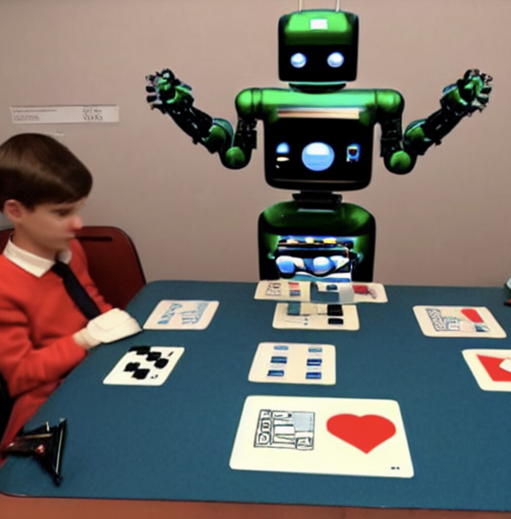 Prompt: "A robot mindenkit legyőz a diplomáciai játékban"