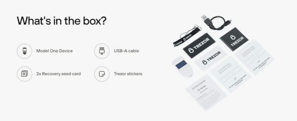 Trezor one whats in the box