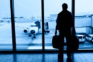 silhouette of person at airport