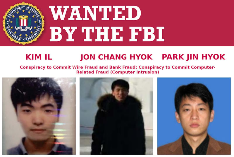 Lazarus Group FBI wanted poster