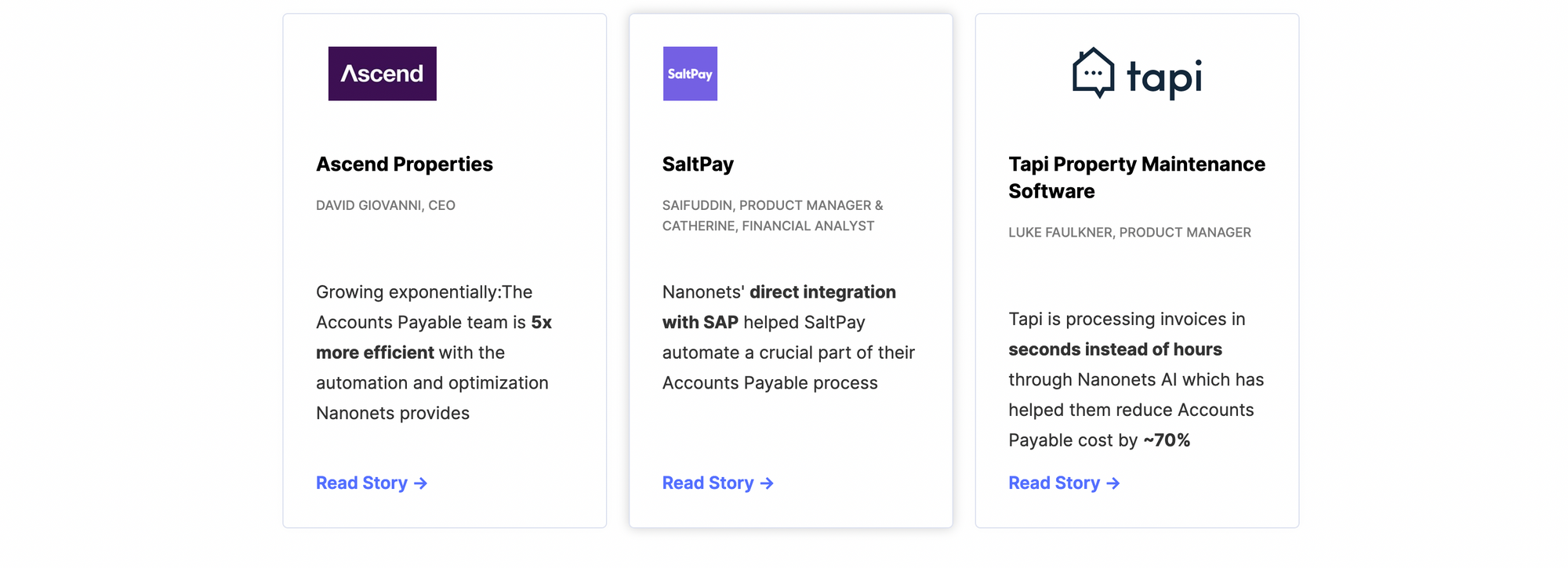 نظرات مشتریان نانو شبکه از Ascend، SaltPay و tapi