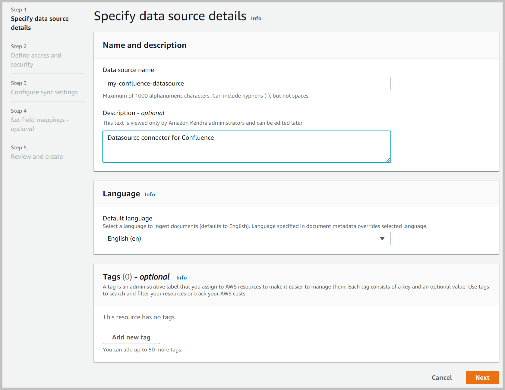 specify data source details