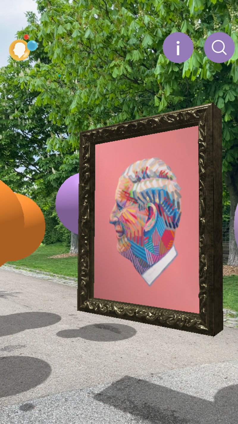 Augmented reality image of King Charles portrait