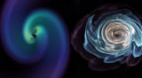 Visualization showing the effects on a neutron star merger on gravity and matter