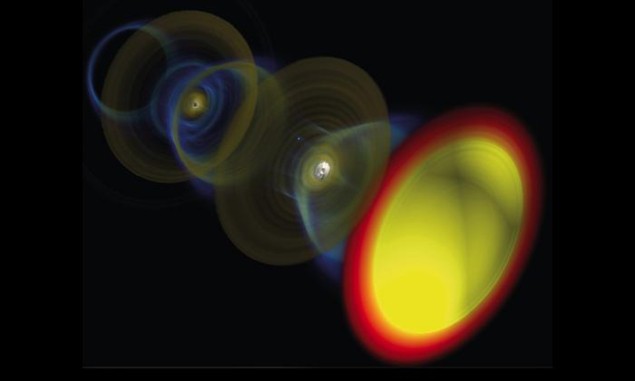 A simulation of a powerful and bright laser source created using a collection of many electrons that move together like a single giant particle, or quasiparticle
