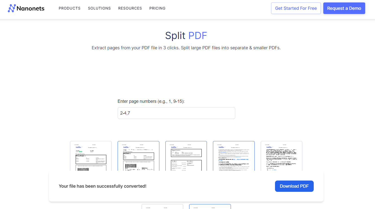 نانو شبکه‌ها فرآیند ابزار PDF را برای حذف صفحات از فایل‌های PDF تقسیم می‌کنند