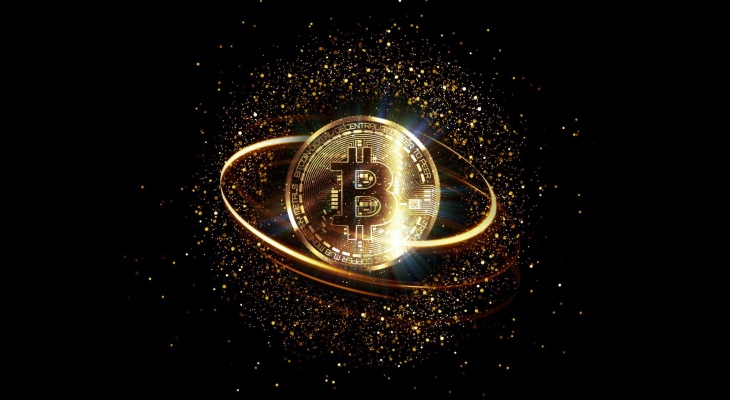 koin emas dengan simbol bitcoin