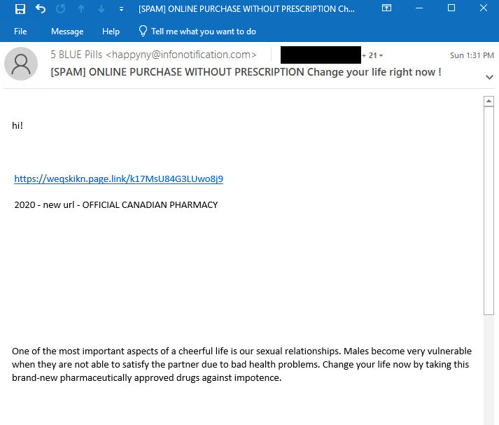 Figure 8. Canadian pharmacy spam