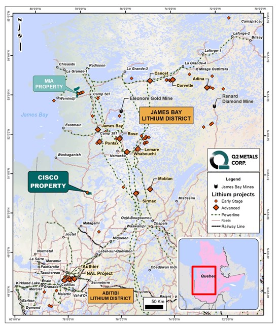 Cannot view this image? Visit: https://platoblockchain.net/wp-content/uploads/2024/03/q2-metals-to-acquire-100-of-the-large-scale-cisco-lithium-property-located-in-james-bay-quebec-with-historical-assays-including-115-4-metres-at-1-21-li2o.jpg
