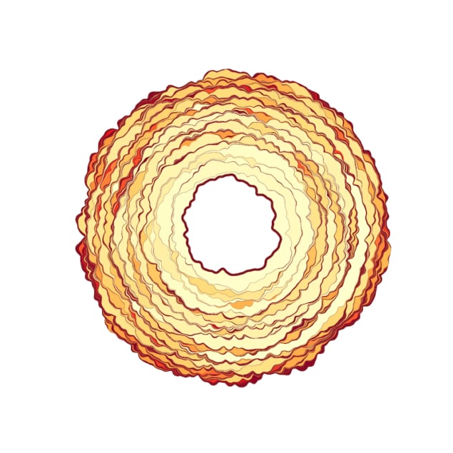 类似甜甜圈的图表，由红色、橙色和黄色的波浪线组成