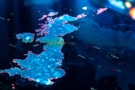 Χάρτης του Ηνωμένου Βασιλείου σε ψηφιακή οθόνη με pixel