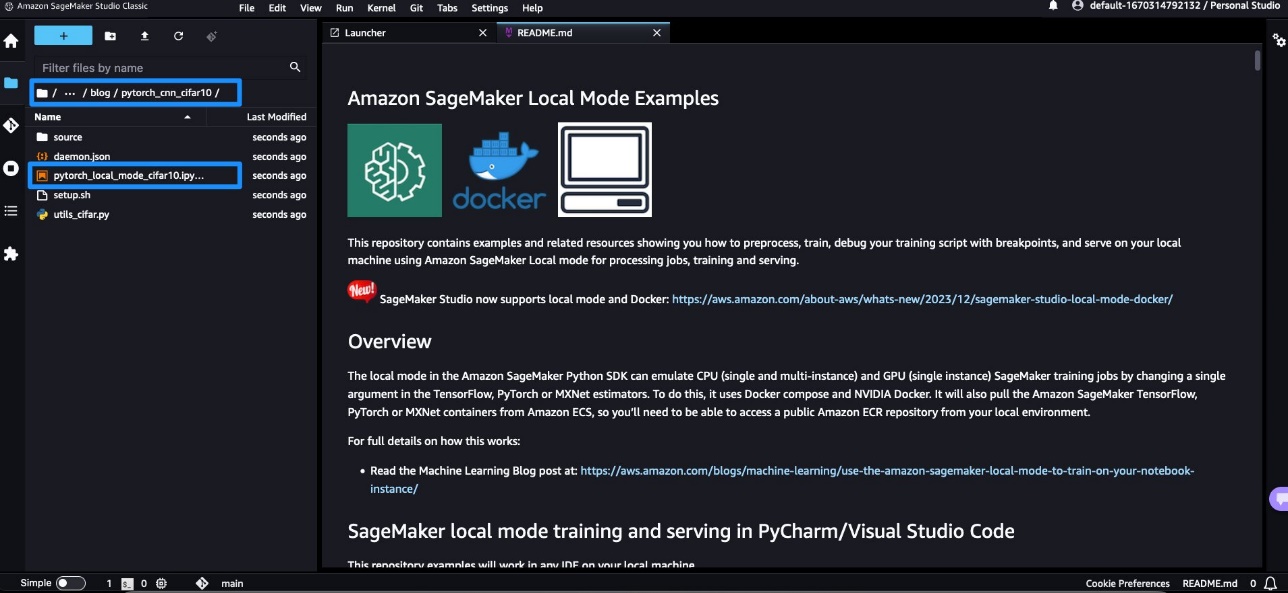 شبیه سازی آموزش و استنتاج در SageMaker Studio Classic با استفاده از حالت محلی