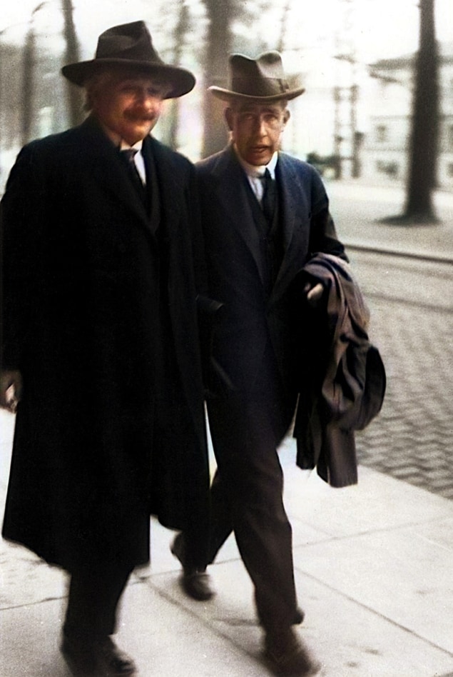 Albert Einstein and Niels Bohr in Belgium in 1930