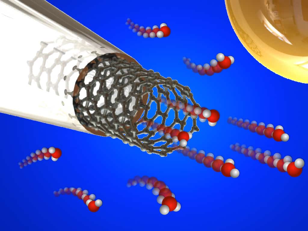 Sanatçının bir karbon nanotüp içinden akan sıvı izlenimi